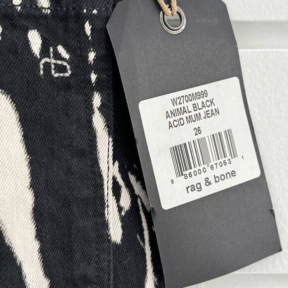 Rag & Bone Women’s Animal Black Acid Mum Jeans Style W2700M999 NWT Size 26 - Picture 7 of 11